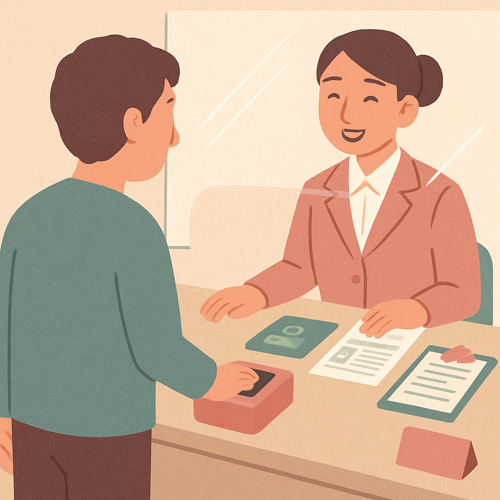在机场登记柜台办理自動化ゲート利用希望者登録