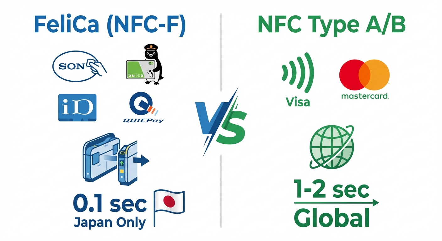 FeliCa vs NFC Type A/B 对比